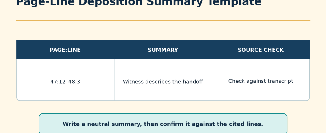 Page-Line Deposition Summary Template With a Fictional Example