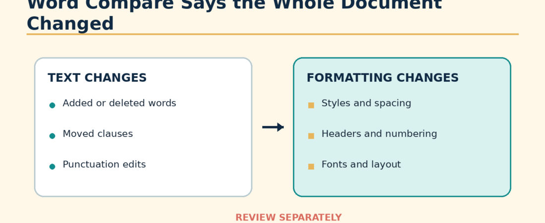 Why Word Compare Shows the Whole Document Changed and How to Fix It